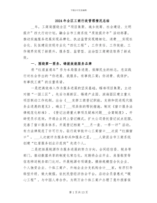 2024年全区工商行政管理情况总结