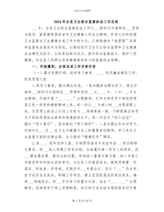 2024年全县卫生综合监督执法工作总结