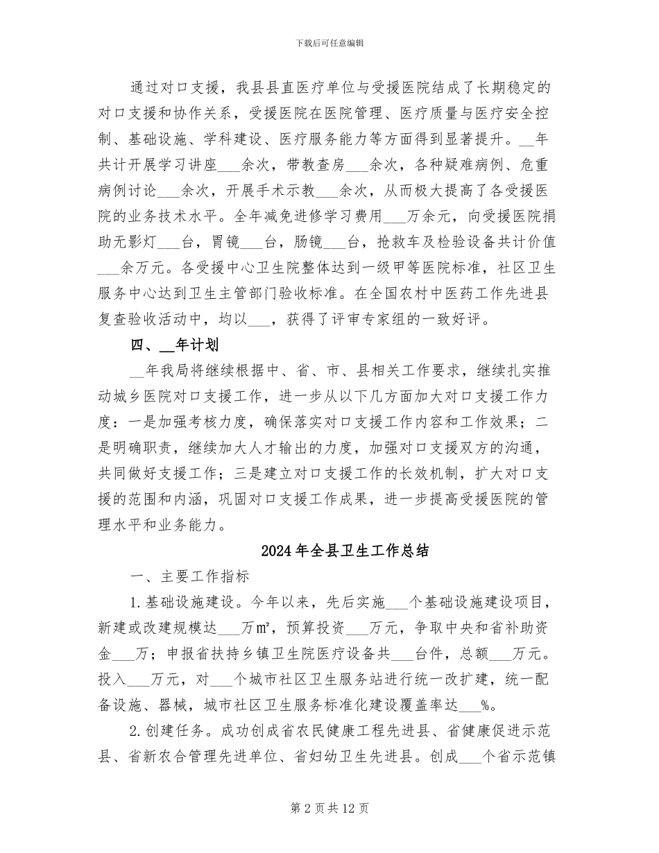 2024年全县医院对口支援工作总结_第2页