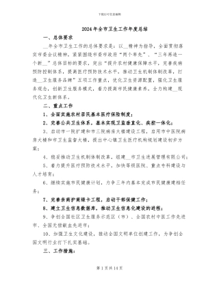 2024年全市卫生工作年度总结