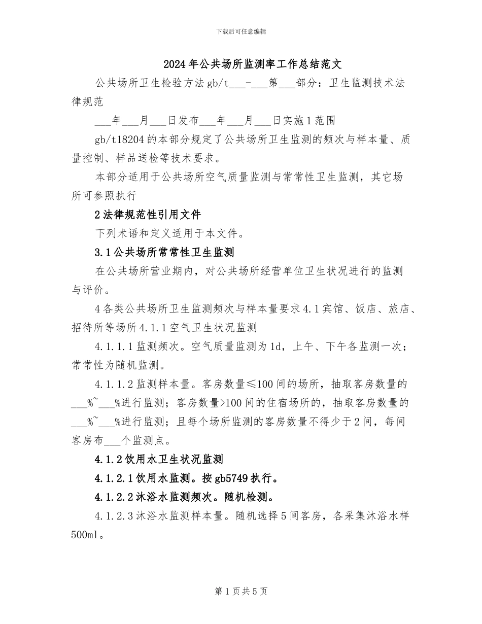 2024年公共场所监测率工作总结范文_第1页