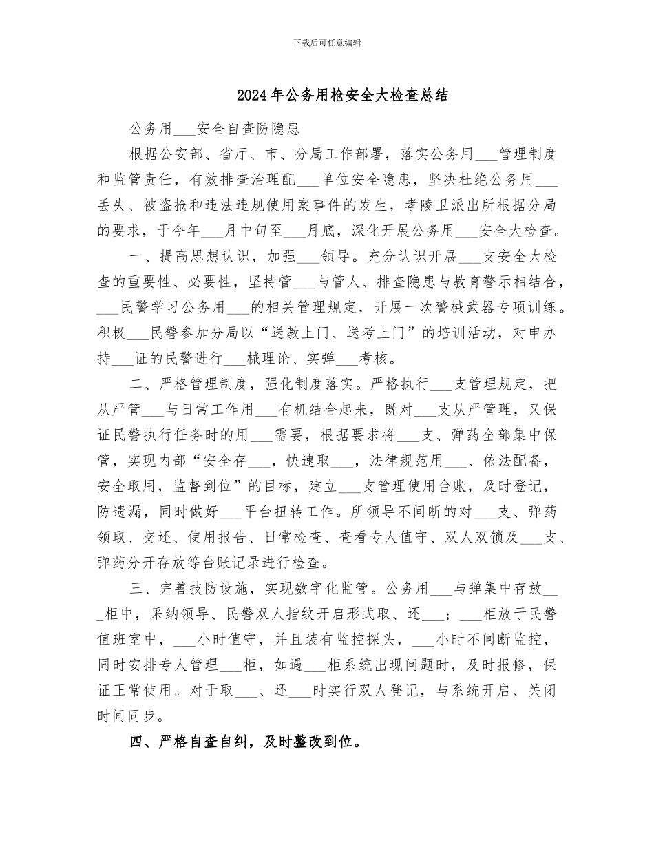 2024年公务用枪安全大检查总结_第1页