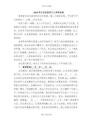 2024年公司业务员个人年终总结