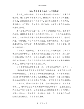 2024年公司会计全年个人工作总结