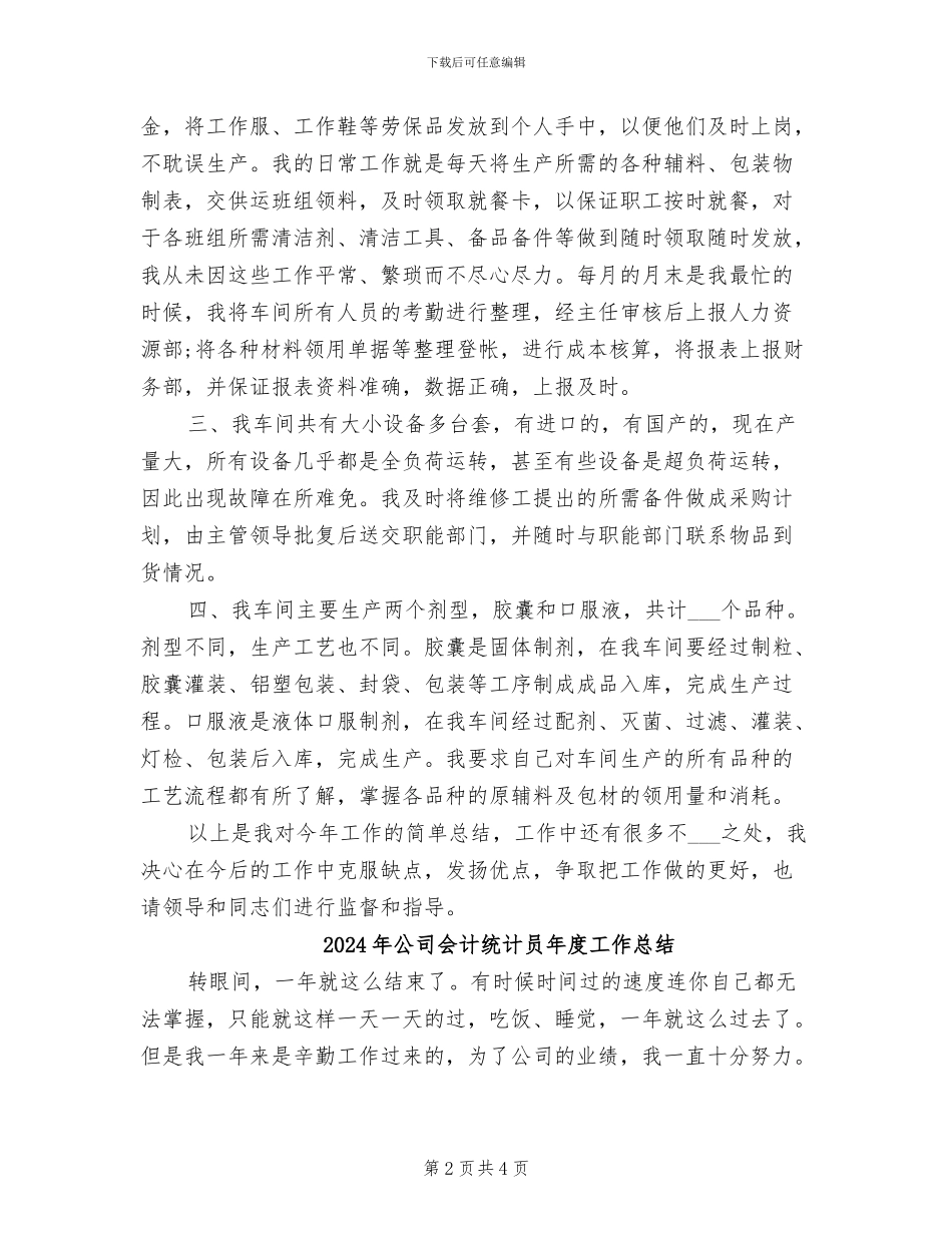 2024年公司会计统计员工作总结范文_第2页