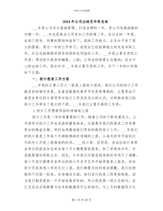 2024年公司出纳员年终总结