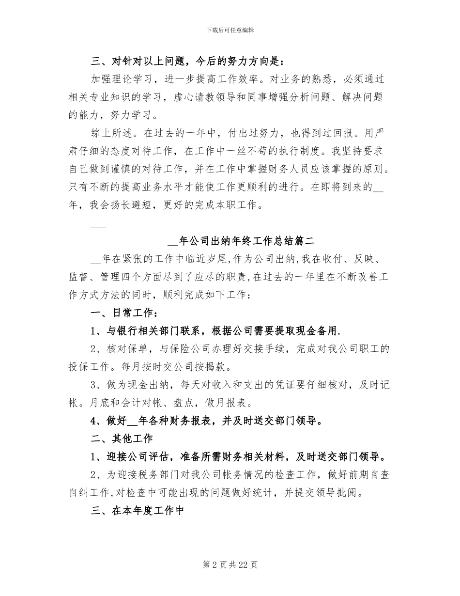 2024年公司出纳年终工作总结格式_第2页