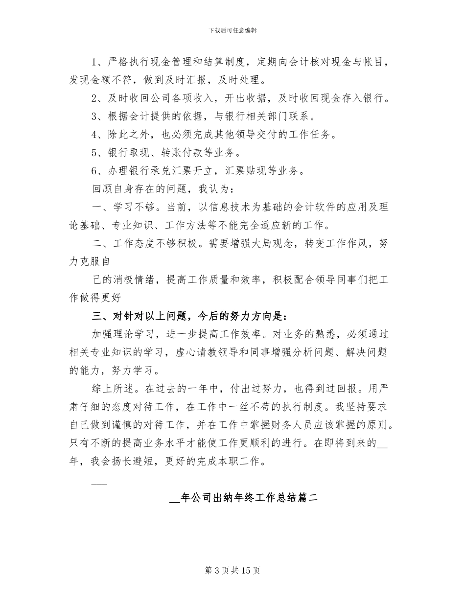 2024年公司出纳年终工作总结报告_第3页