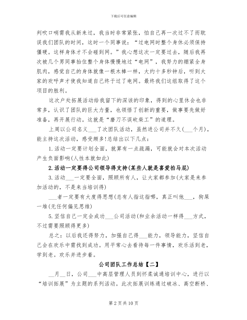 2024年公司团队工作总结_第2页