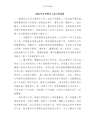 2024年公司审计人员工作总结