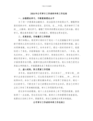 2024年公司审计工作者的年终工作总结