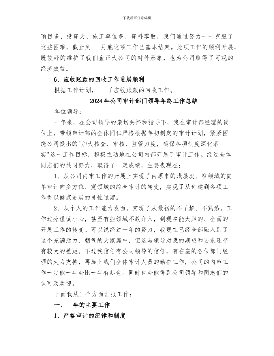 2024年公司审计部门领导年终个人工作总结_第3页