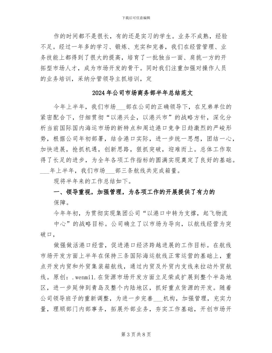 2024年公司市场商务部半年总结_第3页