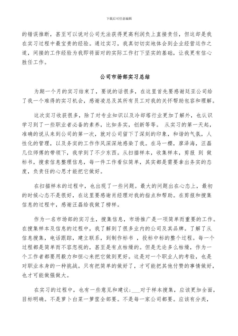 2024年公司市场部实习总结_第3页