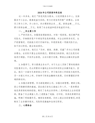 2024年公司担保年终总结