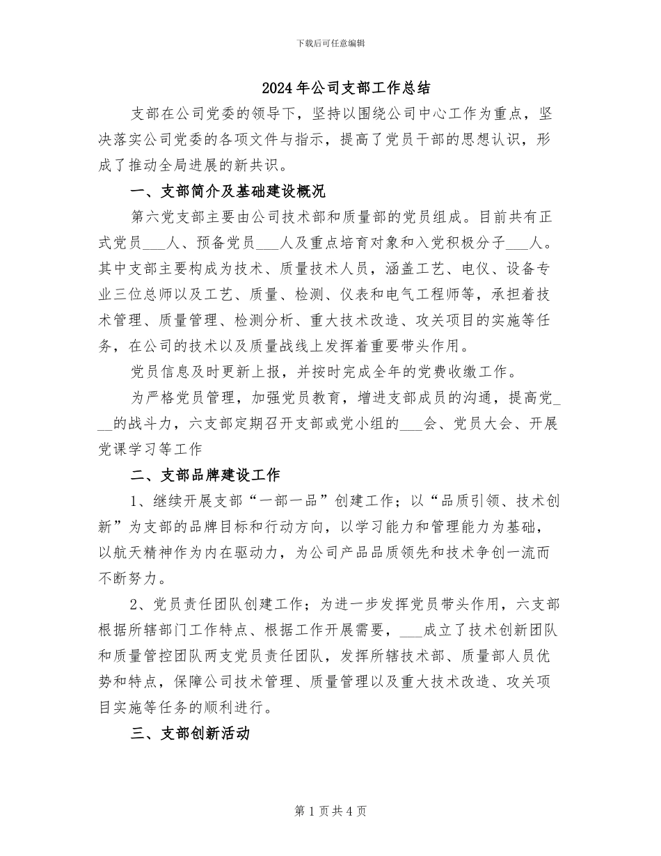2024年公司支部工作总结_第1页