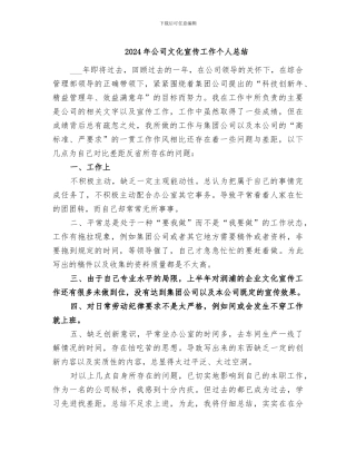 2024年公司文化宣传工作个人总结