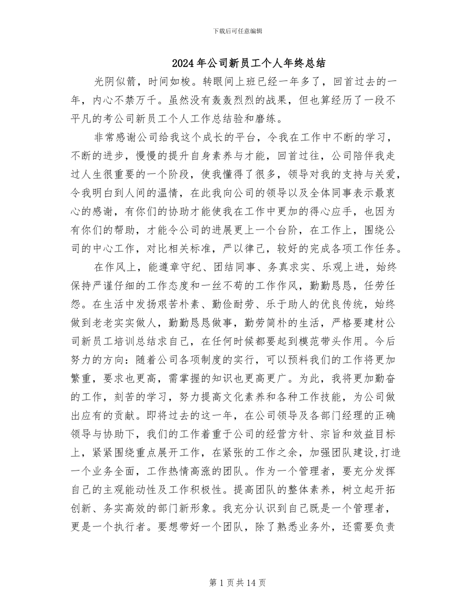 2024年公司新员工个人年终总结_第1页