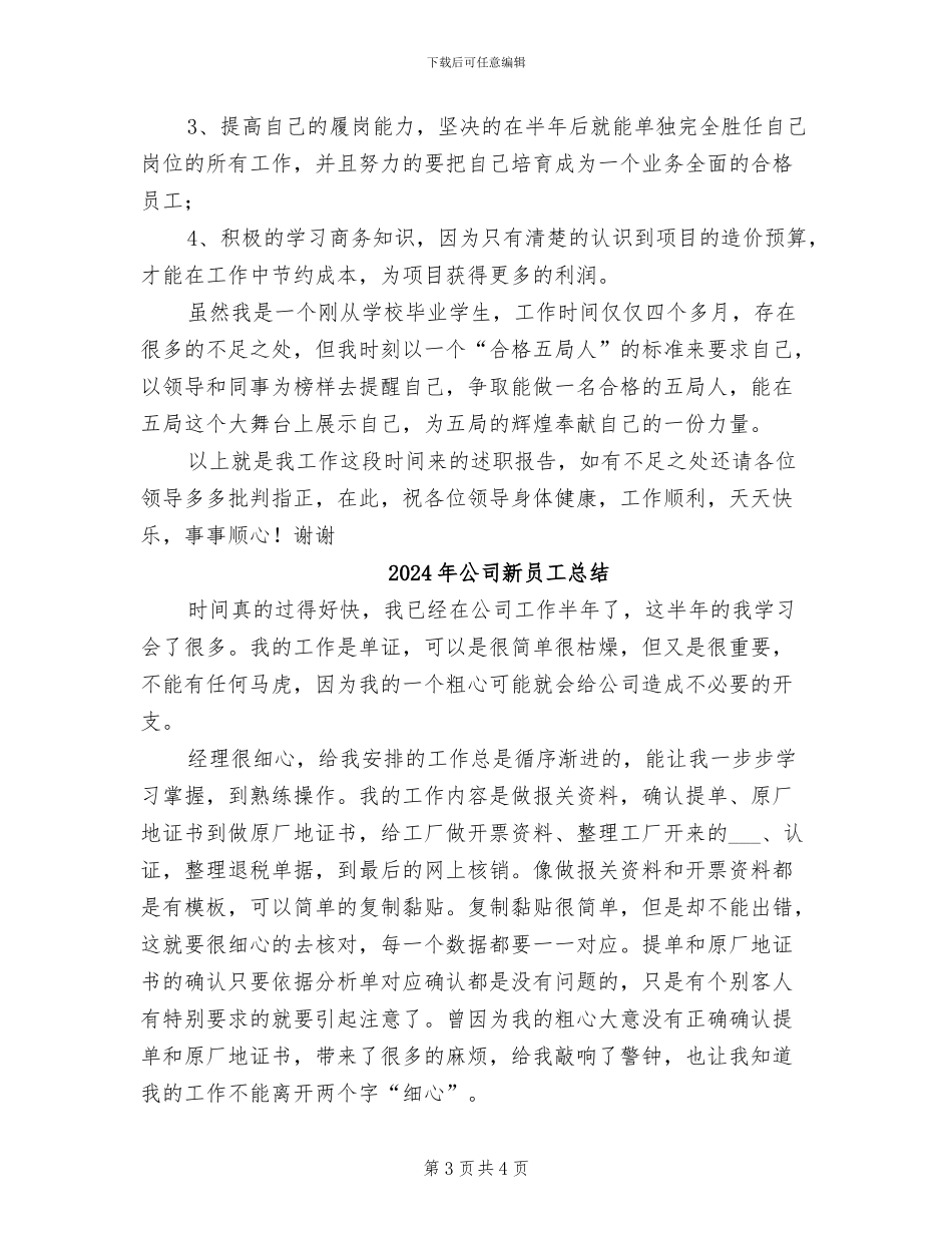 2024年公司新员工年终总结报告_第3页