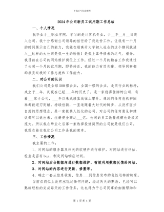 2024年公司新员工试用期工作总结