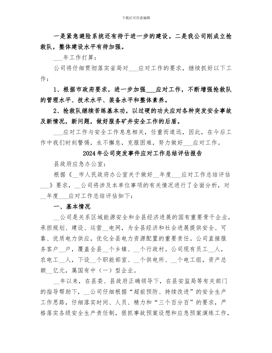 2024年公司突发事件应对工作总结及分析_第3页