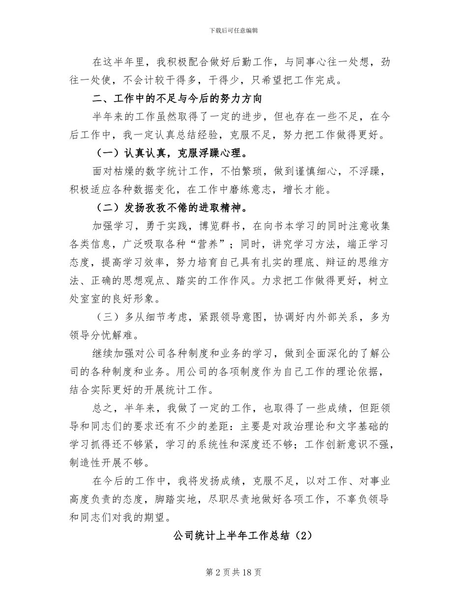 2024年公司统计上半年工作总结_第2页