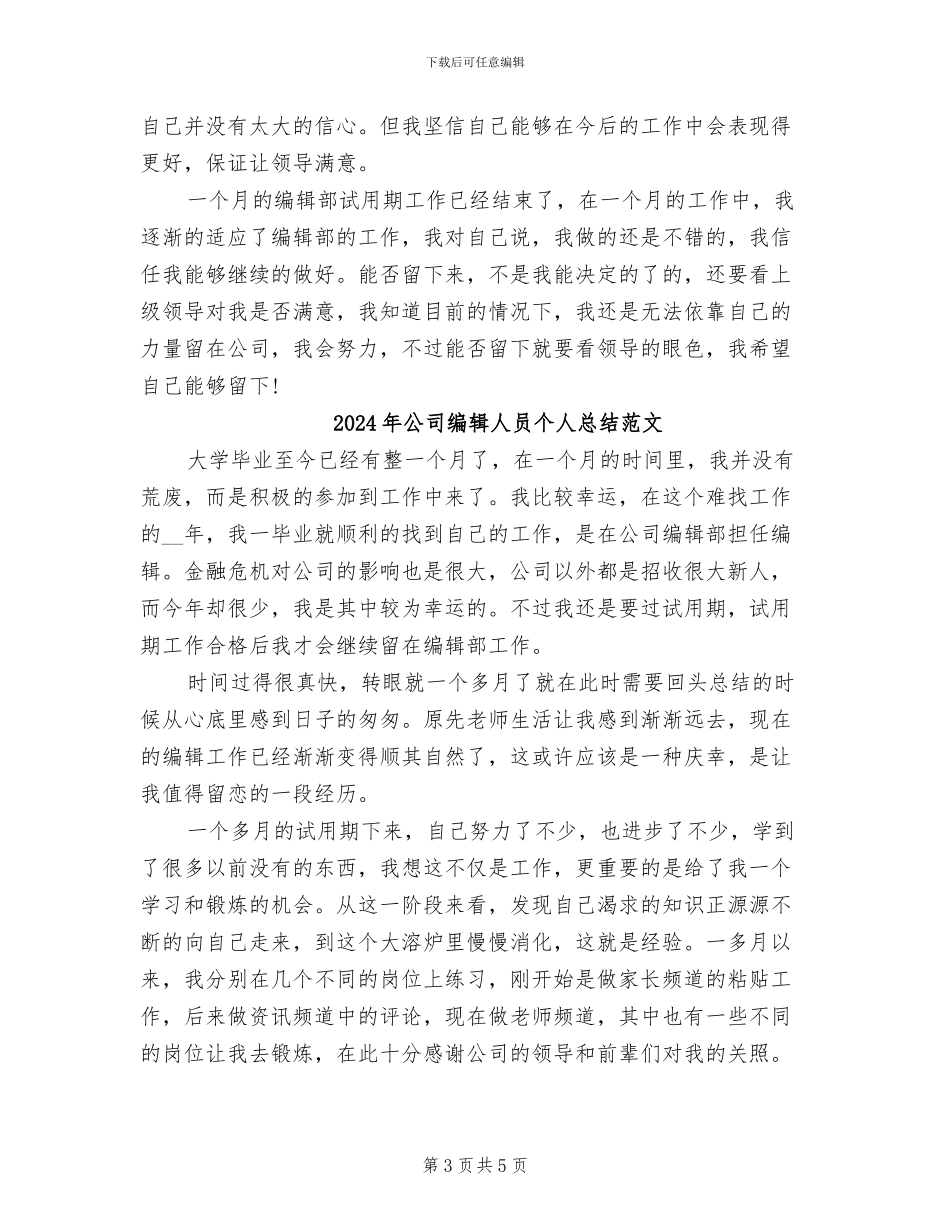 2024年公司编辑人员个人总结_第3页