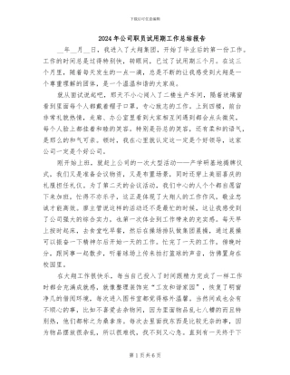2024年公司职员试用期工作总结报告