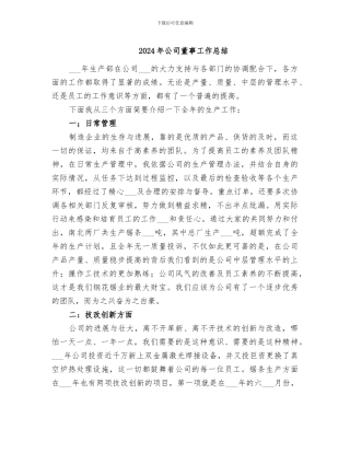 2024年公司董事工作总结