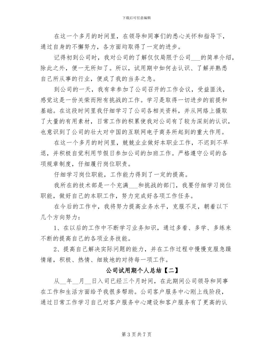 2024年公司试用期个人工作总结_第3页
