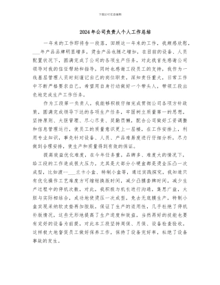 2024年公司负责人个人工作总结