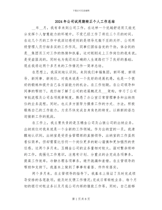 2024年公司试用期转正个人工作总结