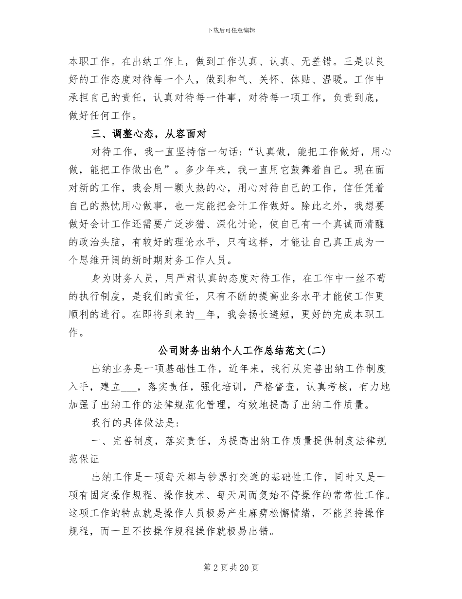 2024年公司财务出纳工作个人总结_第2页
