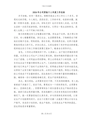 2024年公司质检个人年度工作总结