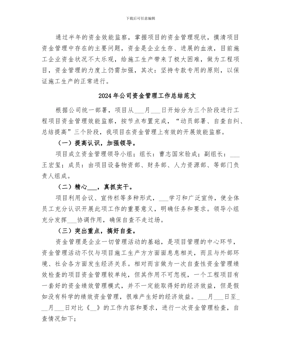 2024年公司资金管理工作总结_第3页