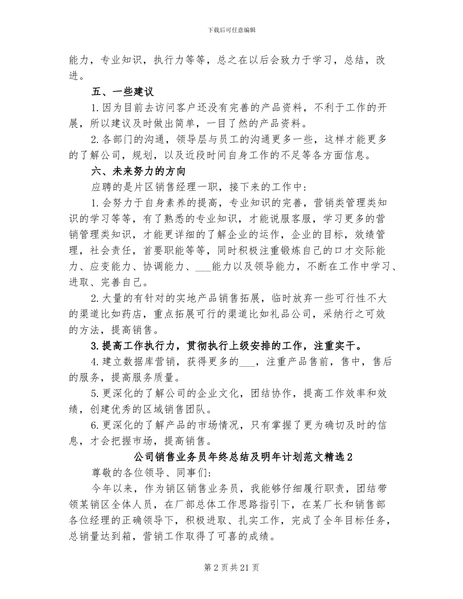 2024年公司销售业务员年终总结及明年计划_第2页