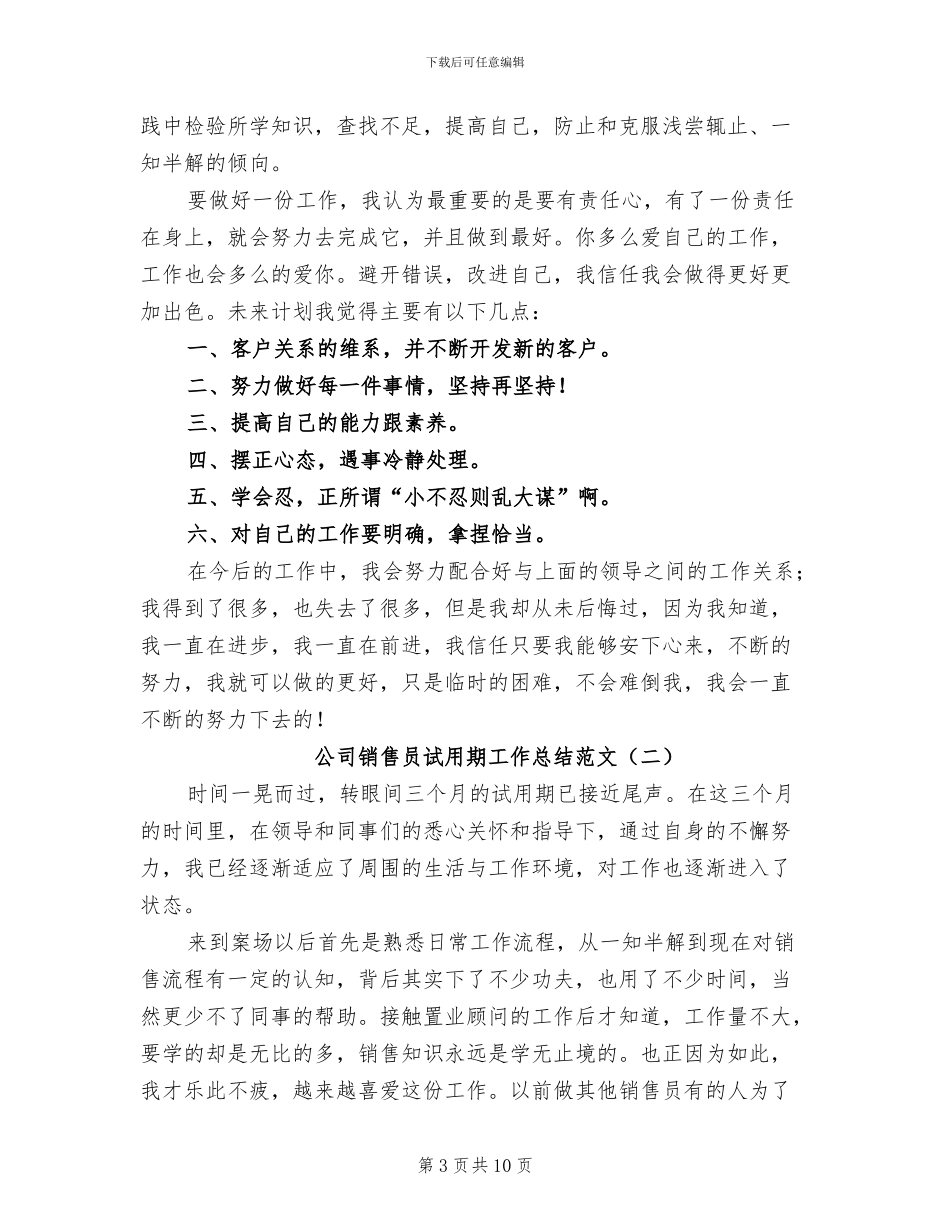 2024年公司销售员试用期工作总结_第3页