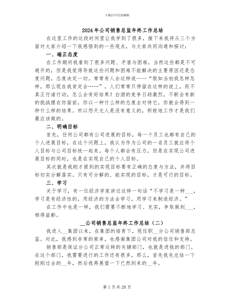 2024年公司销售总监年终工作总结_第1页