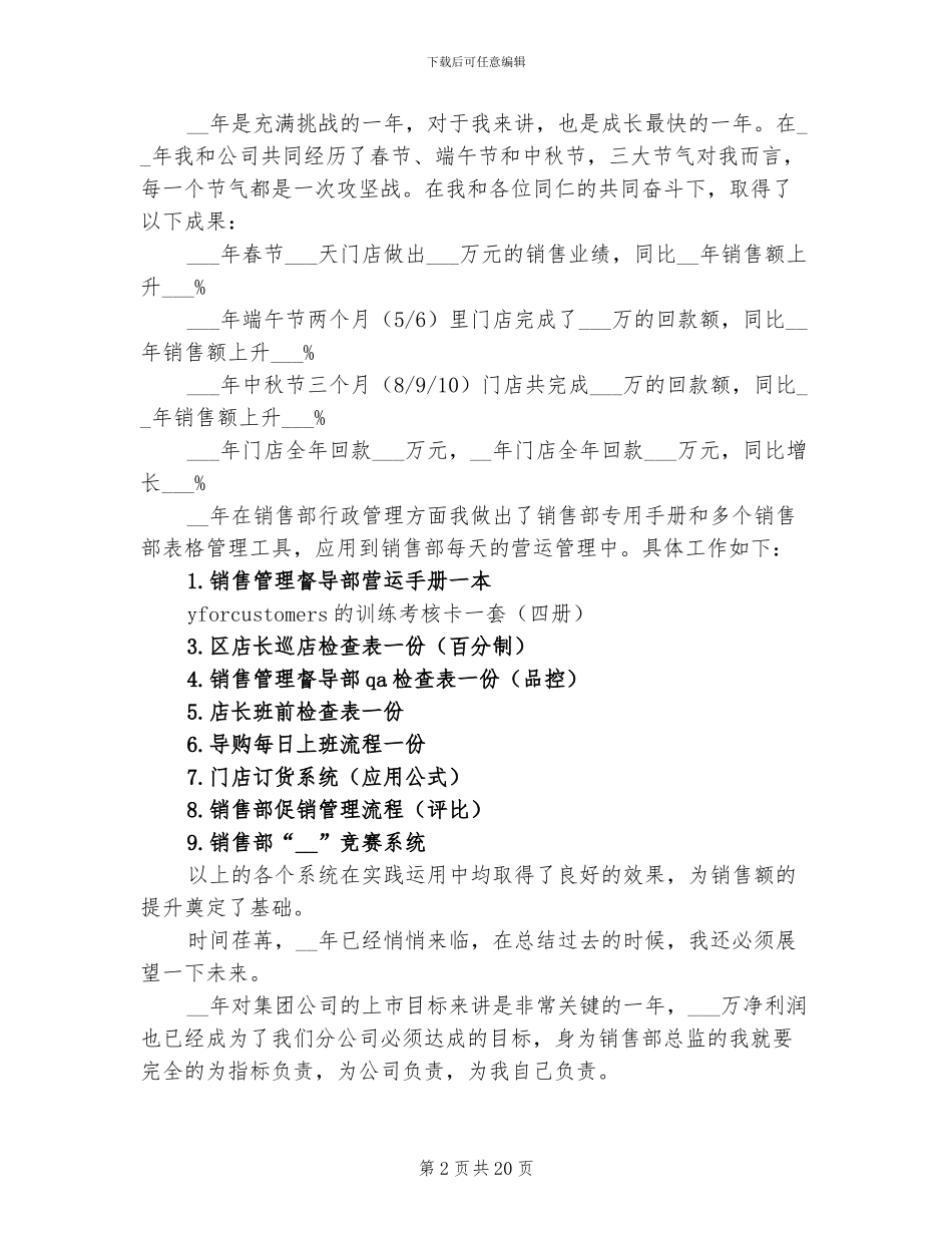 2024年公司销售总监年终工作总结_第2页