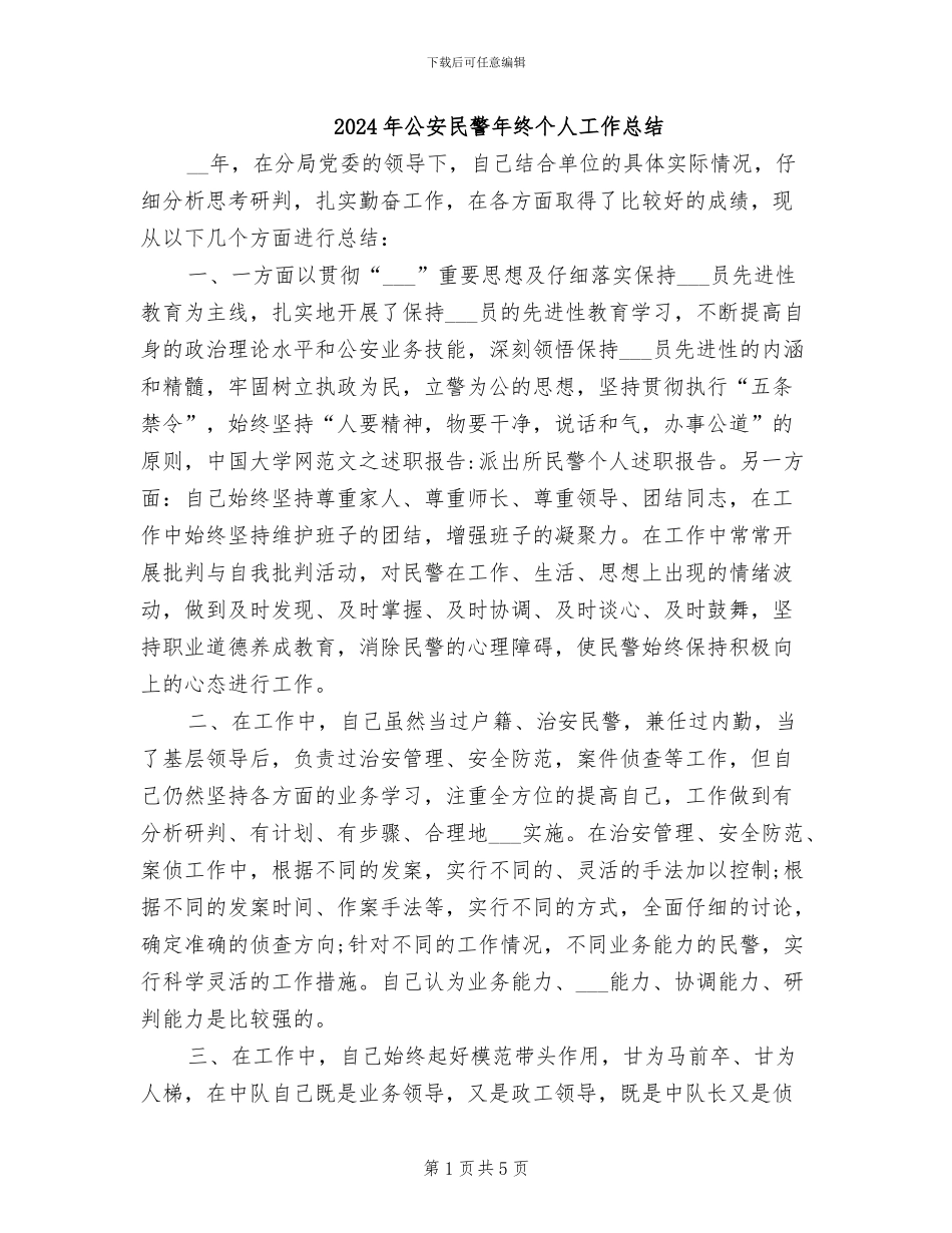 2024年公安民警年终个人工作总结_第1页