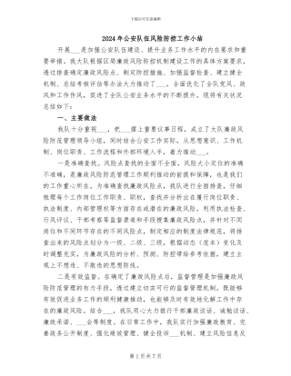 2024年公安队伍风险防控工作小结