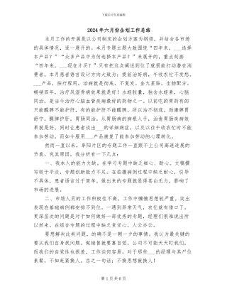 2024年六月份企划工作总结