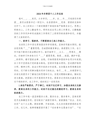 2024年共青团个人工作总结