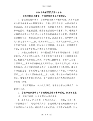 2024年共青团团员活动总结