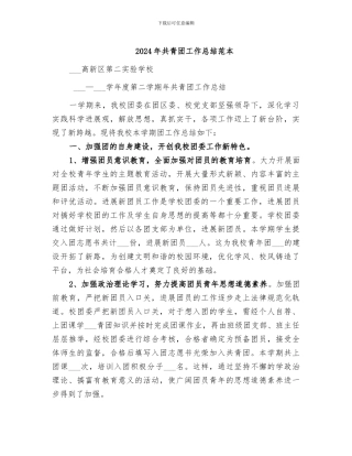 2024年共青团工作总结范本