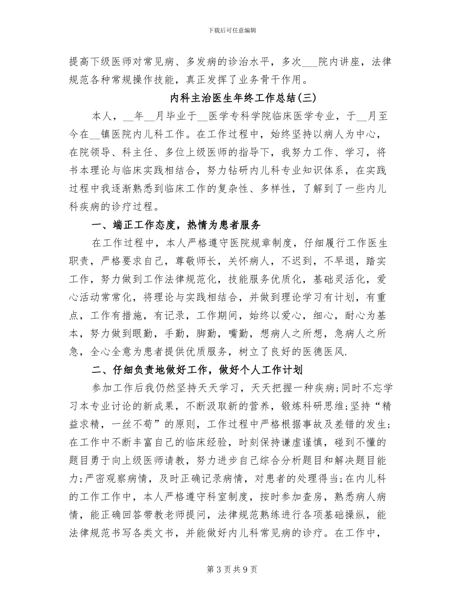 2024年内科主治医生个人年终工作总结_第3页