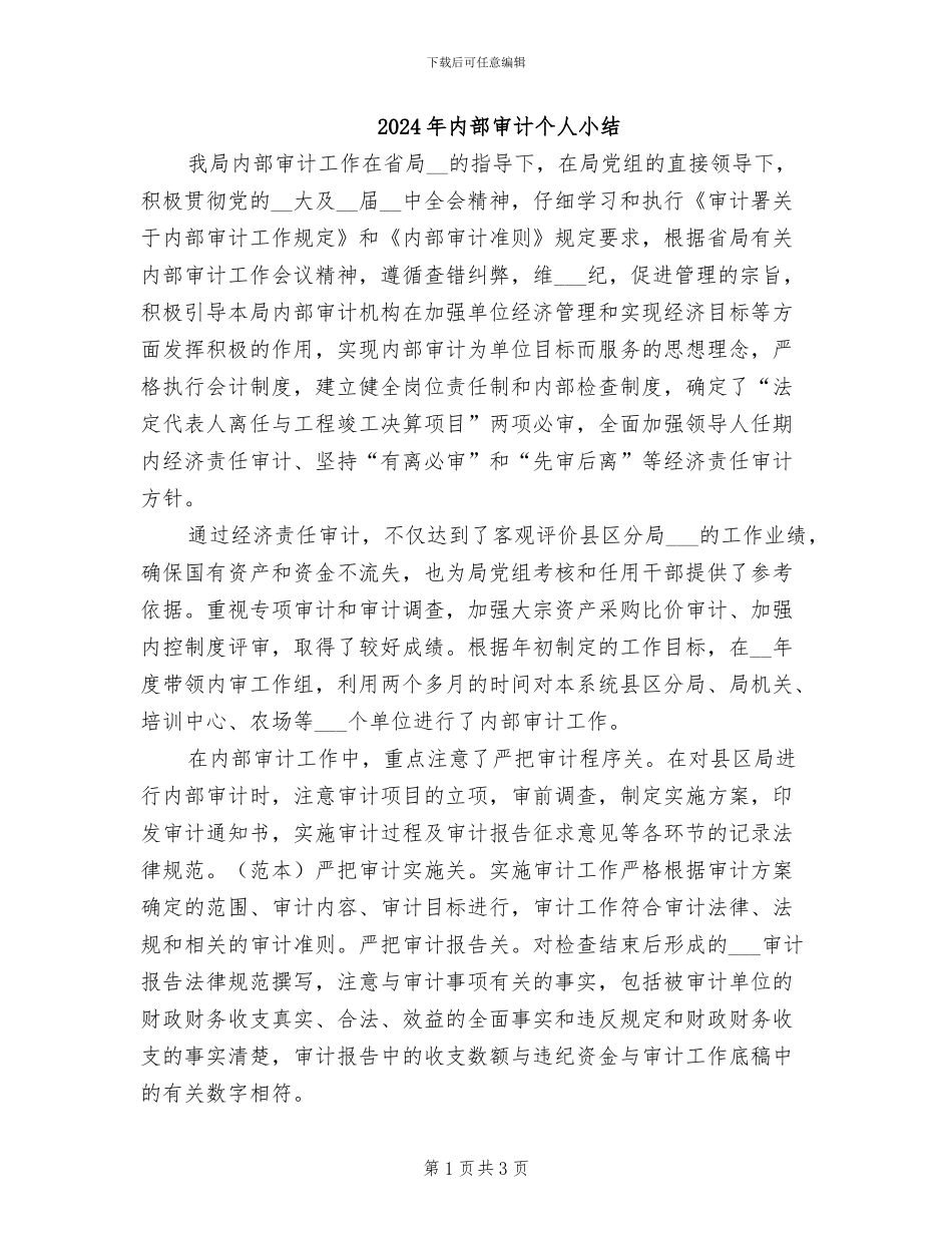 2024年内部审计个人小结_第1页