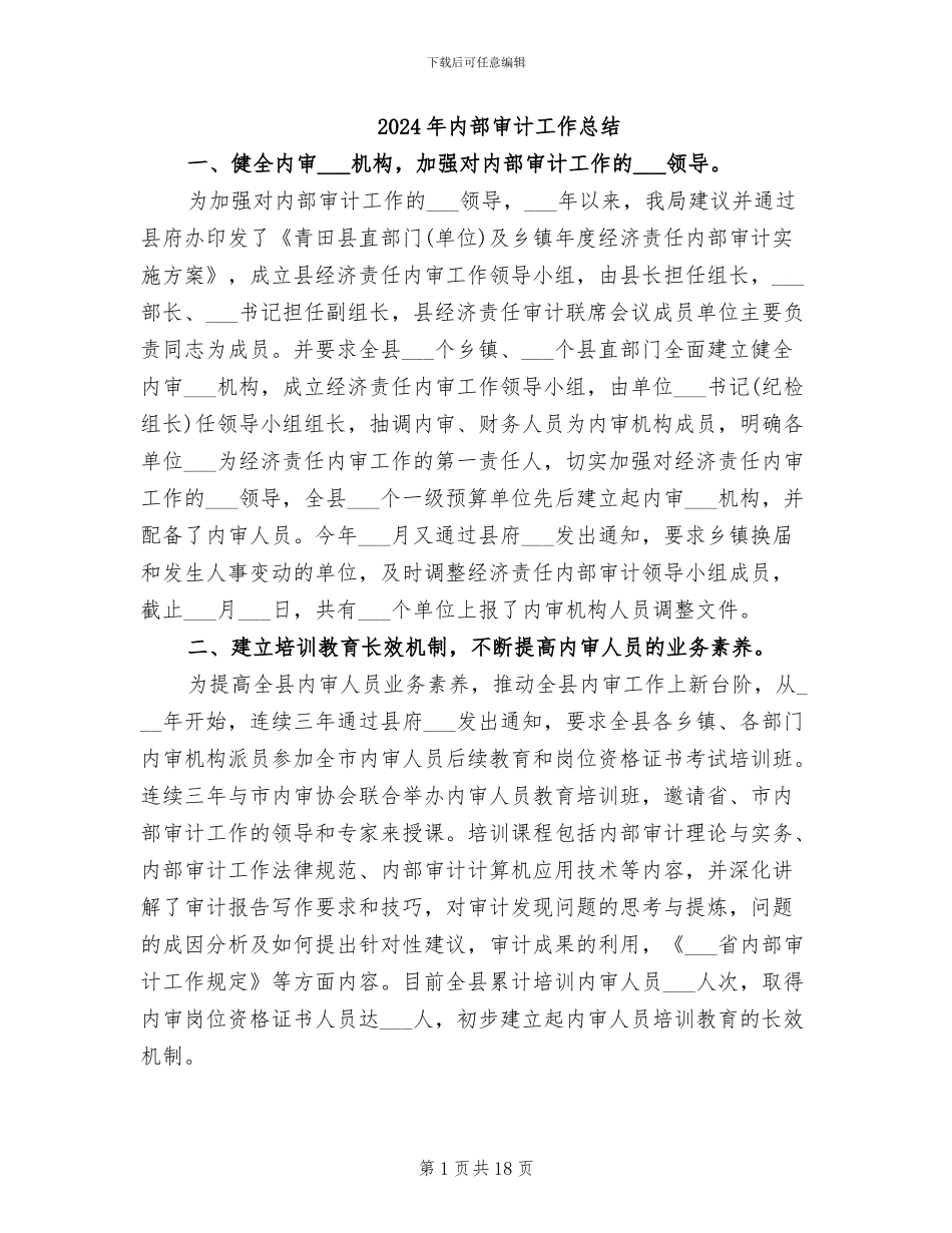 2024年内部审计工作总结_第1页