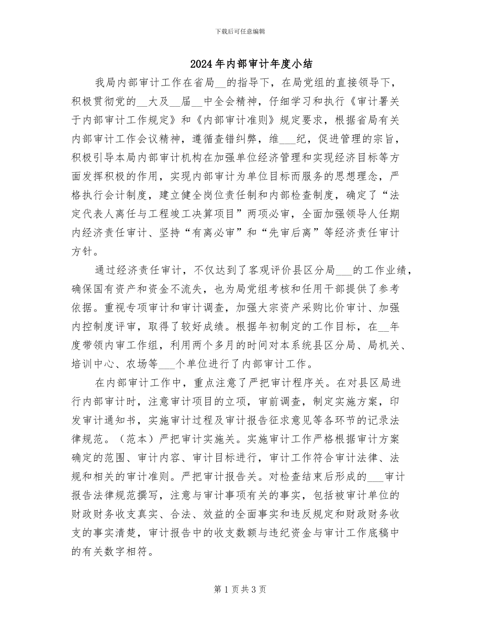 2024年内部审计年度小结_第1页