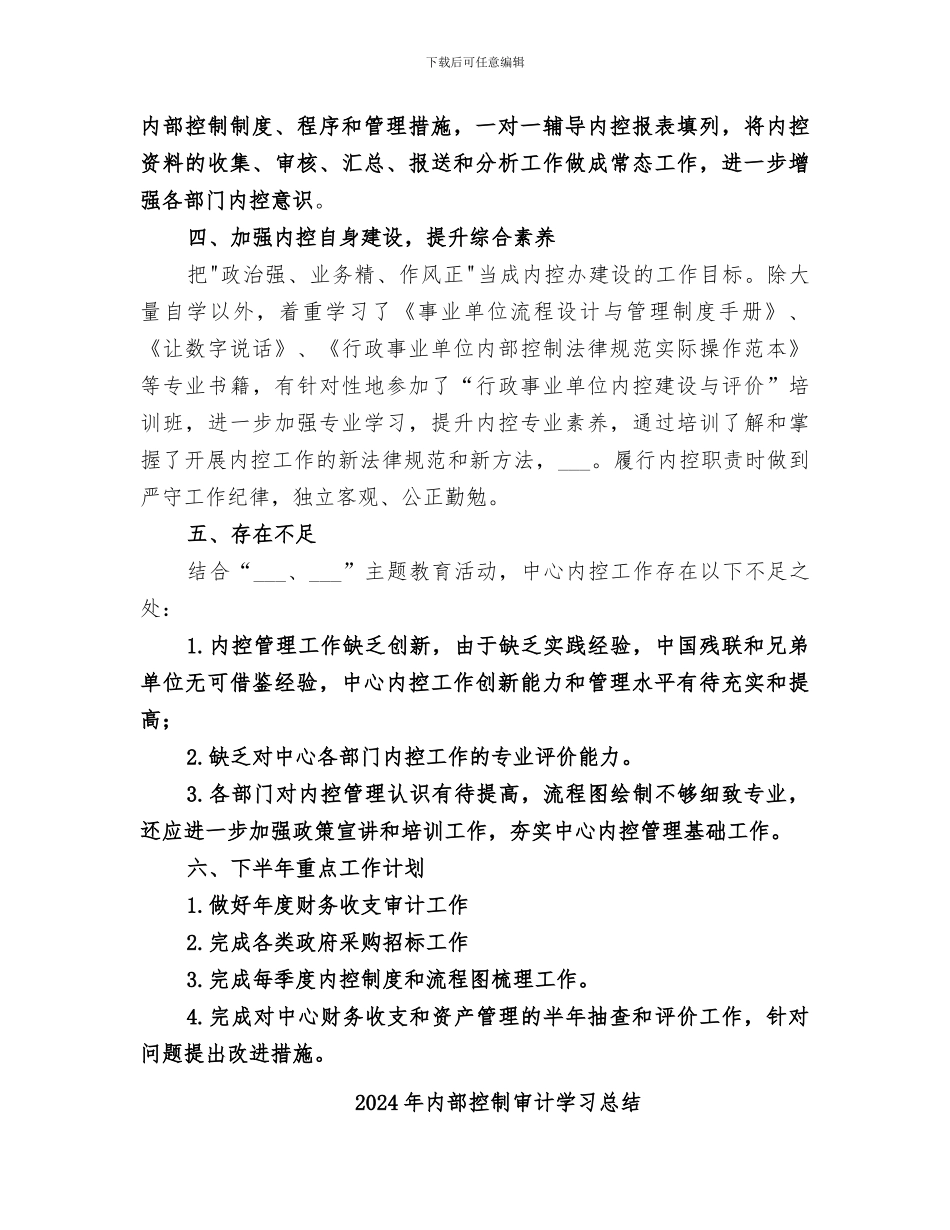 2024年内部控制办公室工作总结_第3页